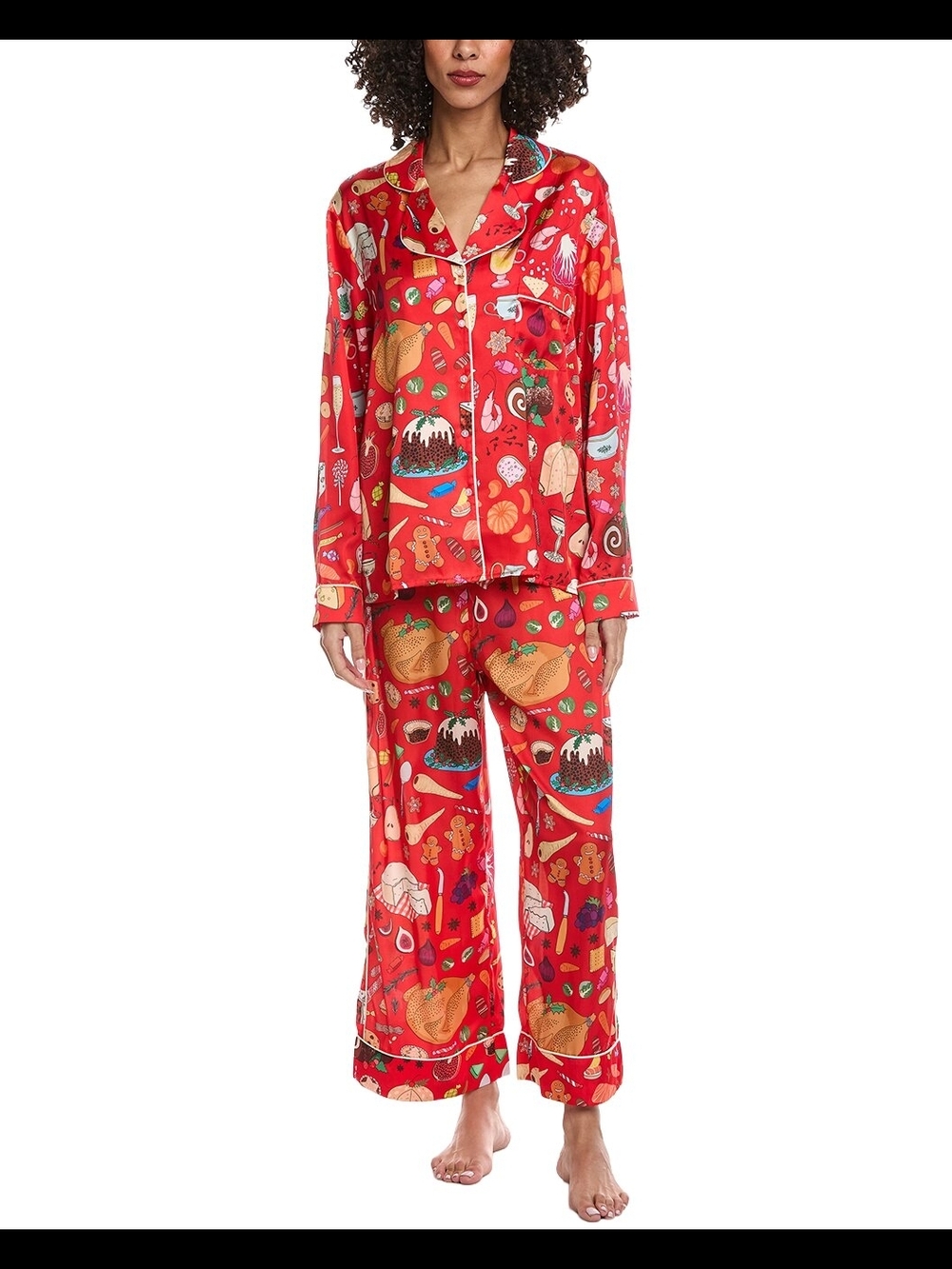 NWT Karen Mabon Christmas Feast Silky Pajamas